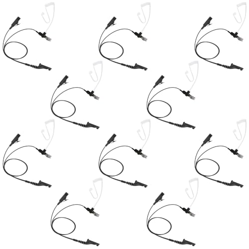 10 Pack BCT22-M9 2-Wire Surveillance Acoustic Tube Earpiece with PTT Mic Compatible with Motorola APX 8000 APX 7000 4000 XPR 7580e 7380e XPR 7550 7350e 7350 APX6000 APX7000 APX8000 XPR7550 - size: 10 Pieces