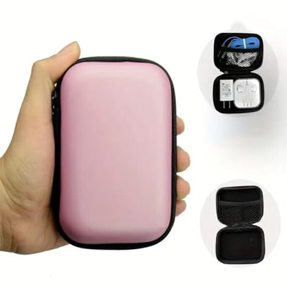 Black and Purple Travel Electronic Organizer Case, Foldable Compact Durable Hard Shell, Portable Storage for Chargers, Headphones, Ideal for Travelers