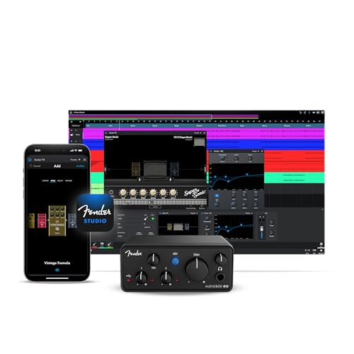 Fender AudioBox GO USB Audio Interface, for Guitarist, Vocalist, or Producer. Includes easy to use software, Fender Studio app, Amp and FX pack to create Studio Quality recordings. PC/Mac | Or Producer. Includes easy to use software, Fender Studio app, Am