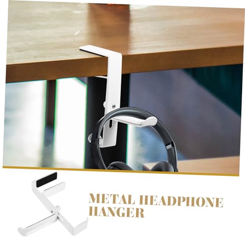 STOBOK Adjustable Clip-On Headphone Stand Hanger Under Desk Headset Holder for Gaming and Office Use Metal Headphone Hook Stable Mounting Black - color: White