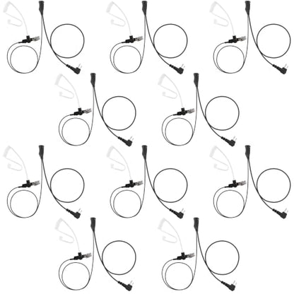10 Pack BCT15-M1 Commercial-Grade Surveillance Style Earphone with Lapel PTT Microphone Compatible with Motorola CP200D CP100D R2 DEP450 BPR40D CP200 CP185 BPR40 Yaesu FT-65 FT-25 FT-4X/V - size: 10 Pieces
