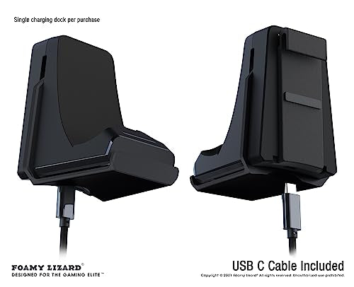 PS5 Controller Charger Console and Wall Mount (All Black) | Fast Charging Station Hanging Dock, Headphone Hook, LED Indicator, Overcharge Protection for Playstation 5 DualSense - color: All Black
