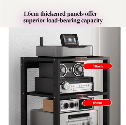 Audio Stand HiFi Rack Av Cabinet, Adjustable Height Audio Stand, Tv Gaming Console Receiver Rack, Home Office Club Theater Living Room,Black-50 * 40 * 131cm - color: Black