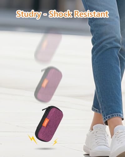 Mini Hard Earbud Case, Grape-Purple Cute Pouch for Samsung JBL Sony | Fits Apple Airpods, Earpods, Cable, Card, Earplugs, Heart Monitor, Small Protective Carrying Bag - color: Grape-Purple