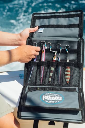 Nomad Design Jig Wallet - Fishing Lure Organizer with Hook Mesh Storage System, 12 individual mesh pockets Waterproof Jig Storage Bag with Optional Insert Sleeve - size: Wallet