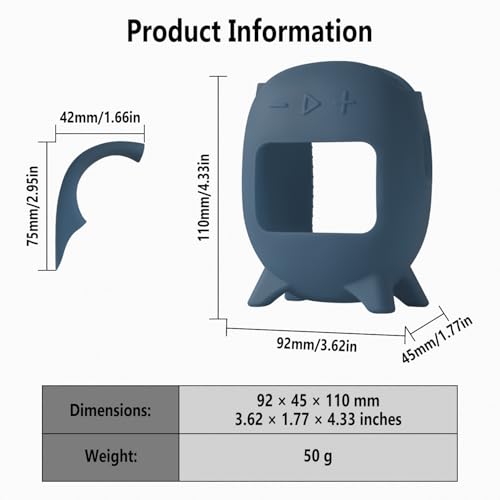 Geiomoo Silicone Carrying Case for JBL Clip 5, Protective Portable Scratch Shock Resistant Cover (Navy Blue) - color: Navy Blue