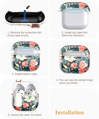 TATOFY Cover for AirPods Pro 4th Generation Case with Lock Clip Cleaner Kit Slim Hard AirPod 4 Lock Case Compatible with MagSafe (Blue) - color: Blue, size: AirPods 4th Gen