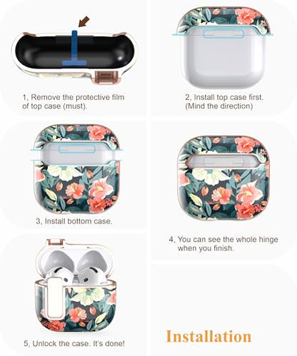 TATOFY Cover for AirPods Pro 4th Generation Case with Lock Clip Cleaner Kit Slim Hard AirPod 4 Lock Case Compatible with MagSafe (Blue) - color: Blue, size: AirPods 4th Gen