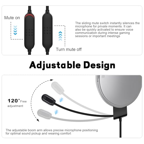 QC35 Boom Microphone Cable, 2.5mm Boom Gaming Microphone Cable with Mute Control for Bose QC35 & QC35 II Headphone, USB C Replacement Audio Cable Cord Boom Mic for iPhone 17/16 Smartphone iPad Tablet