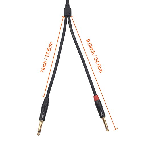 DISINO 1/8 Inch TRS Stereo to Dual 1/4 inch TS Mono Y-Splitter Cable 3.5mm Aux Mini Jack Stereo Breakout Cable Path Cords - 10 feet