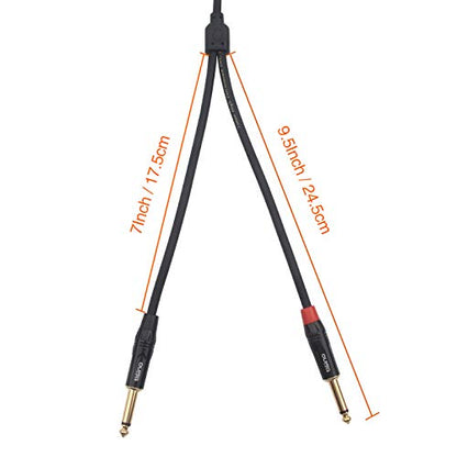DISINO 1/8 Inch TRS Stereo to Dual 1/4 inch TS Mono Y-Splitter Cable 3.5mm Aux Mini Jack Stereo Breakout Cable Path Cords - 10 feet