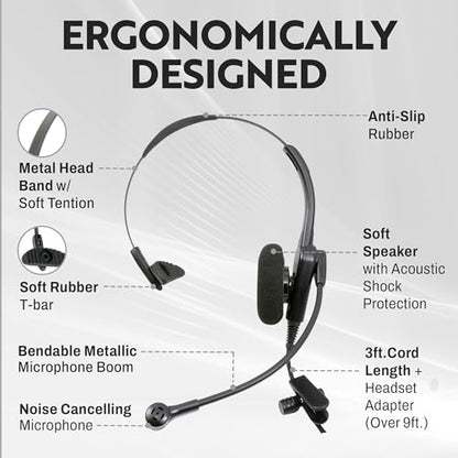 INNOTALK Phone Headset Compatible with Avaya 1408 1416 2410 2420 4424 4606 4610 4612 4620, Economic Noise Cancel Call Center Phone Headset with HIC Quick Disconnect Cord - size: Classic Monaural