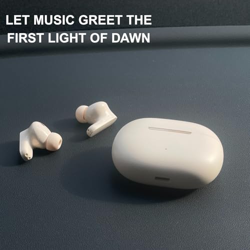 TINGER in-Ear ANC Wireless Earbuds, 35dB Active Noise Canceling Bluetooth Headphones, 24H Playtime Hi-Fi Bass Earphones with IPX4 Waterproof, Built-in Mic for Travel Workout - color: Beige