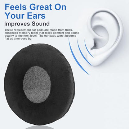 Velour Ear Pads 100 mm Universal Replacement Ear Pads Cushions Suitable Many Large Headphones Round Memory Foam Earpads Compatible with Beyerdynamic, Sennheiser, AKG, ATH, Sony & More - Black, 100mm - color: Black