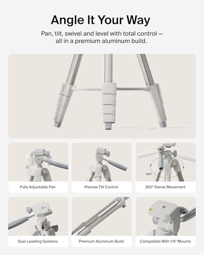 Belkin Stage Creator Tripod Stand, 5.5ft Adjustable, Phone & Camera | Pan-tilt-swivel head, lightweight, for photo, video, vlogging, YouTube, streaming, home, studio, travel - style: Tripod