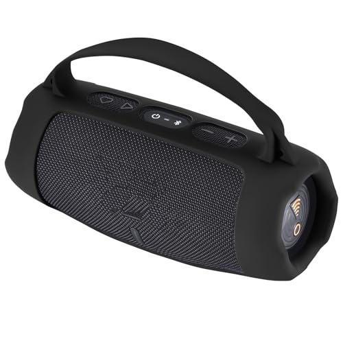 Silicone Case Cover for JBL Charge 5 Wi-Fi/Charge 5 Portable Bluetooth Speaker Protective Sleeve Skin Travel Carrying Case Replacement with Shoulder Strap Wireless Speaker Accessories(Black) - color: BLACK