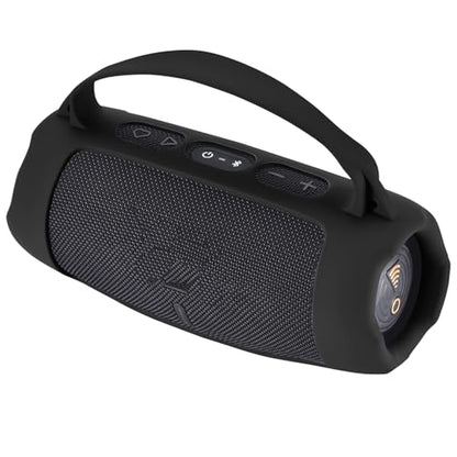Silicone Case Cover for JBL Charge 5 Wi-Fi/Charge 5 Portable Bluetooth Speaker Protective Sleeve Skin Travel Carrying Case Replacement with Shoulder Strap Wireless Speaker Accessories(Black) - color: BLACK