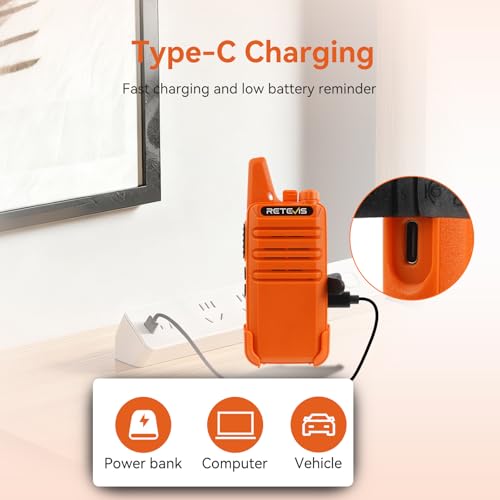 Retevis RT22 Walkie Talkies, Portable FRS Two Way Radio with Earpiece - color: Orange