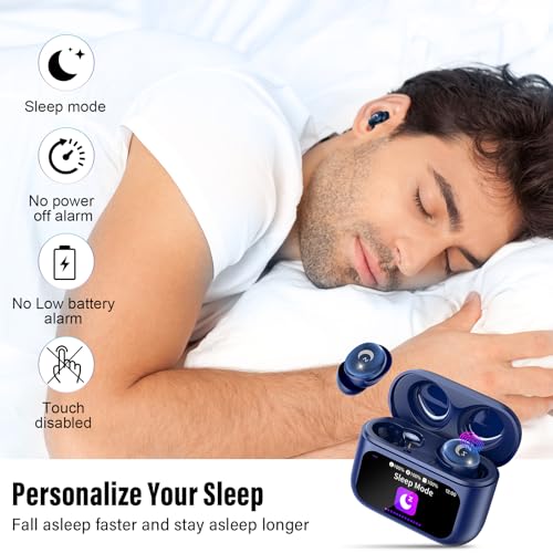 VEKJ Sleep Earbuds Bluetooth 5.4, IPX7 Waterproof Earphones Blue