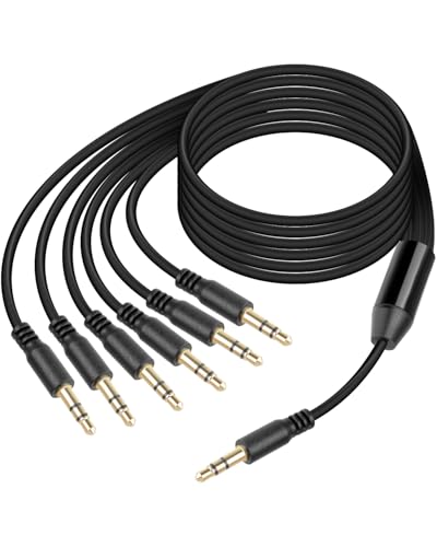 GELRHONR 3FT 3.5mm Audio Splitter 1 Male to 6 Male Cable, 1/8 Aux Y Splitter for Headphone, Speaker, Phones, Laptop (1 to 6) - style: 1 to 6