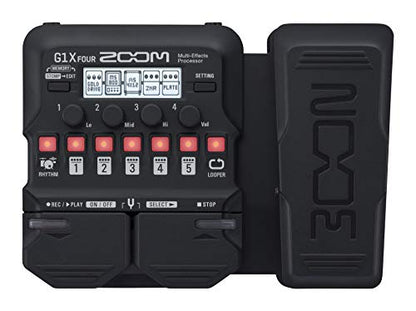 Zoom G1X Four Guitar Multi-Effects Processor with Expression Pedal | 70+ Effects, Amp Modeling, Looper, 68 Rhythm Patterns, Tuner, Battery Powered - size: Processor Pedal, style: G1X FOUR