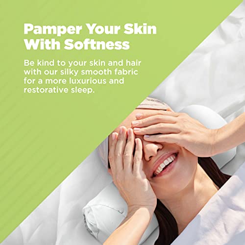 Cotton Neck Roll Pillowcase - Hypoallergenic and Smooth Natural Fabric Pillow Protector - Soft and Breathable Sateen Weave Pillow Cover with Enclosed Sleeve Design - Made in USA - White, 4" x 12" - color: White (Sateen Weave), size: 4" x 12"