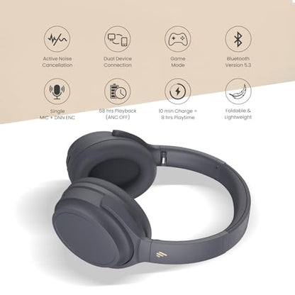 Edifier WH700NB Wireless Active Noise Cancellation Over-Ear Headphones, Bluetooth 5.3 Foldable Lightweight Headset, Dual Device Connection 68-Hour Battery Life, for Travel Home Office (Grey)