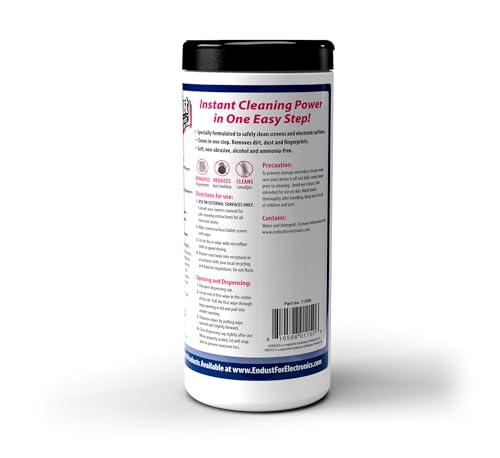Endust for Electronics; Screen & Surface Cleaning Wipes, Great LCD and Plasma Wipes, 70 Wipes (11506) - size: 70 Count (Pack of 1)