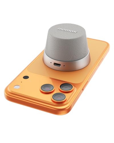 MOMAX Magnetic Portable Wireless Speaker, Enhanced Bass & Clear Sound | IPX6 Waterproof with Aluminum Alloy Design & 12H Playtime for Travel, Shower, Kitchen & More - color: Silver
