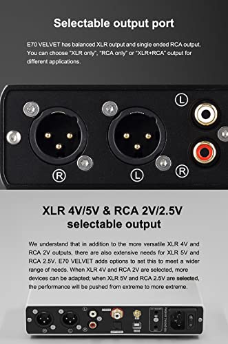 Topping E70 Velvet AK4499EX DAC Audio Decoder- Bluetooth5.1 LDAC Hi-Res XU316 32Bit/768kHz DSD512 BT/USB/Coax/Opt Inputs RCA/XLR HiFi Stereo Digital-to-Analog-Convertor Sliver - color: Silver