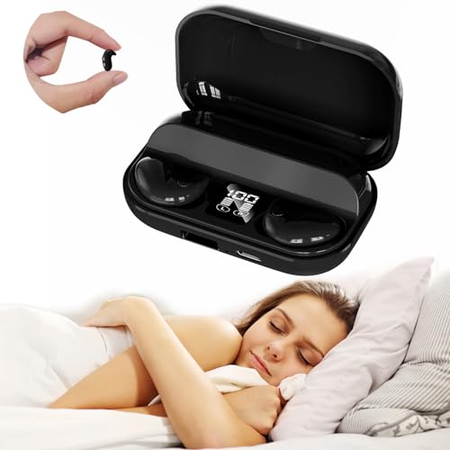 Xmenha Sleep Hidden Headphones Wireless Invisible Earbuds for Sleeping Sleep Tiny Earbuds for Side Sleepers Headphone to Sleep in Tiny Smallest Invisible Earbuds Earphones for Sleeping - color: DarkBlack