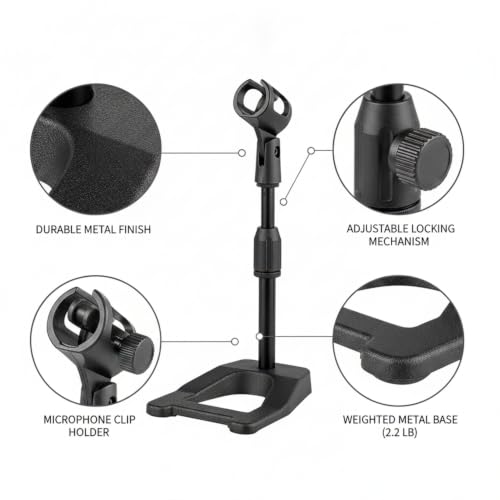 Desktop Microphone Stand Base, Heavy Weighted Metal A-Shape Anchor for Streaming and Recording, Stable 13-Inch Footprint