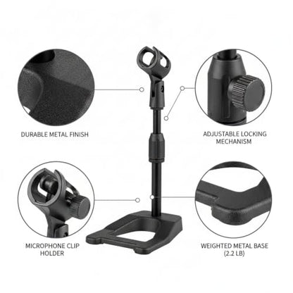 Desktop Microphone Stand Base, Heavy Weighted Metal A-Shape Anchor for Streaming and Recording, Stable 13-Inch Footprint