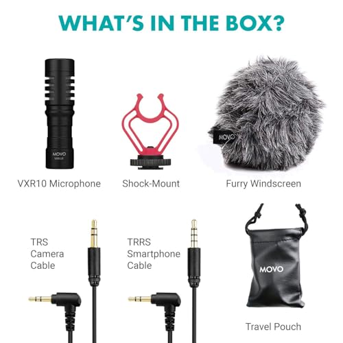Movo VXR10 Universal Shotgun Mic for Camera | Camera Microphone for DSLR, iPhone, Android - Directional Shotgun Mic for Canon, Nikon, Sony - Vlogging & Video