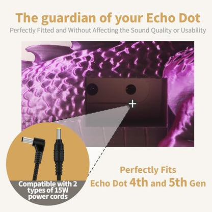 Dragon Holder for Echo Dot 4th/5th Gen, 3D Printed Echo Dot Cover, 5 Color Eye Sets, Originally Designed Echo Dot Stand, Unique Echo Dot Case (Black Purple) - color: Black Purple