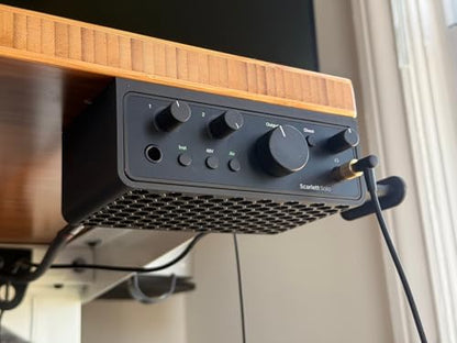 Under Desk Mount for Focusrite Scarlett Solo 4th Gen, Ventilated Space-Saving Audio Interface Bracket Holder (with Headphone Hook) - color: with Headphone Hook