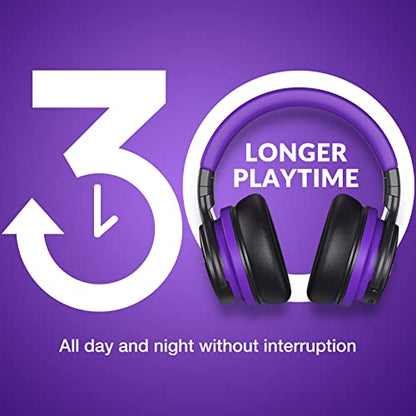 MOVSSOU Million Sold Classic E7 Active Noise Cancelling Headphones | Upgraded HD Sound, Wireless Bluetooth Headphones Over The Ear Unequaled Comfort, Vivid Deep Bass, for Home Office Travel Gift - color: Medium Purple