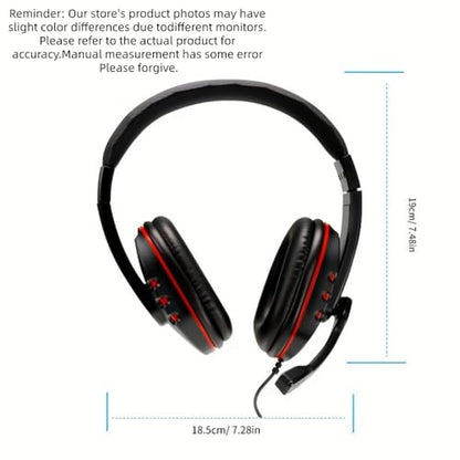 1PCS USB Wired Headset with Microphone, Comfortable Over Ear Design, Clear Communication for Office Meetings, Learning, Gaming, Red - color: Red