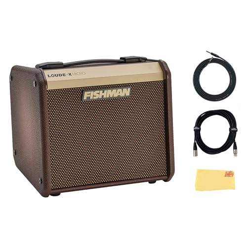 Fishman Loudbox Micro 40-Watt Acoustic Guitar Combo Amplifier Bundle with Gearlux XLR Cable, Instrument Cable, and Austin Bazaar Polishing Cloth - size: Micro 40W