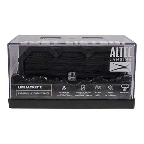 Altec Lansing LifeJacket - Waterproof Bluetooth Speaker, Wireless & Portable Speaker for Travel & Outdoor Use, 30 Hour Playtime & 50 Foot Range, Black - color: Black