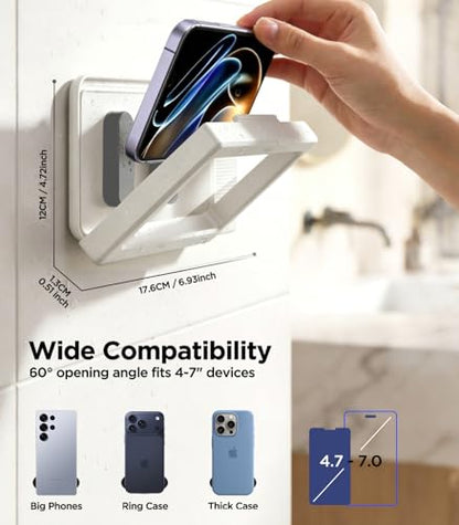 2nd Gen Shower Phone Holder Waterproof with Speaker Hole 1200mAh | 18H Playtime With Dual Bluetooth Speaker IPX6 Speakers High-Sensitivity Touchscreen Rich Bass Sound Bluetooth 5.3 (White） - color: White