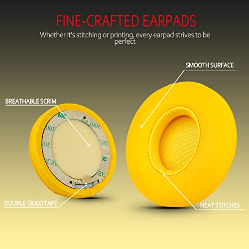 Krone Kalpasmos Earpad Replacement for Beats Solo 2 & 3 Wireless/Wired Headphone, Ear Cushion Premium Protein Leather Memory Foam with Kits, Superb Comfortable Easy to Install – Yellow - color: Club Yellow