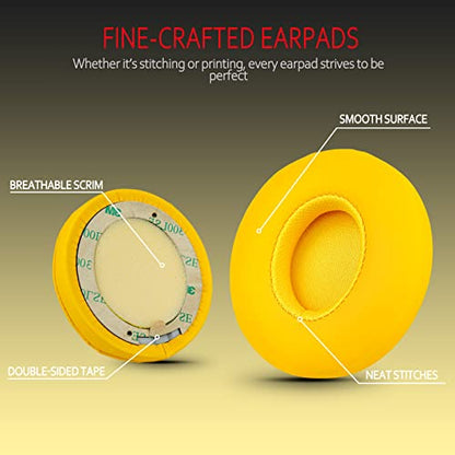 Krone Kalpasmos Earpad Replacement for Beats Solo 2 & 3 Wireless/Wired Headphone, Ear Cushion Premium Protein Leather Memory Foam with Kits, Superb Comfortable Easy to Install – Yellow - color: Club Yellow
