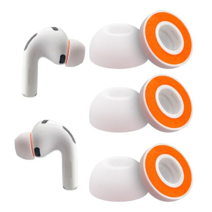 Klowcok Replacement Foam Ear Tips for AirPods Pro 3 Earbuds, Large | Memory Foam with Silicone Shield, Ultimate Comfort, 3 Pairs, White - size: Large