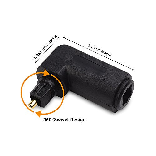 Cable Matters 2-Pack Right Angle Toslink Adapter, Toslink Extension | Male to Female, Right-Angle Design, Optical Audio, Space-Saving Adapter