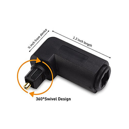 Cable Matters 2-Pack Right Angle Toslink Adapter, Toslink Extension | Male to Female, Right-Angle Design, Optical Audio, Space-Saving Adapter