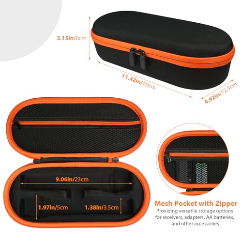Wireless Microphone Case Compatible with JBL Wireless 2 Microphone System, Handheld Dual Mic Carrying Case, Travel Bag for Receiver, Batteries and Adapter, Karaoke - Orange (Box Only) - color: Orange