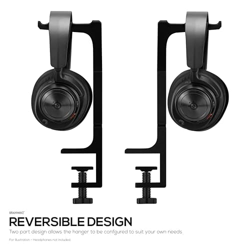 BRAINWAVZ The Dillard - Side Desk Headphone Stand, Suitable for All Headsets, Clamps to Table, Save Space & Store Your Headphones Safely