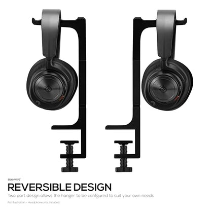BRAINWAVZ The Dillard - Side Desk Headphone Stand, Suitable for All Headsets, Clamps to Table, Save Space & Store Your Headphones Safely