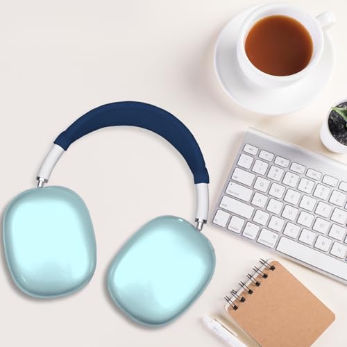 Case Cover for AirPods Max, Anti-Scratch Soft Silicone with Gold Heart Pattern Ear Cups Case Cover/Ear Pad Cover/Headband Cover for Apple AirPods Max Headphones (Clear Blue) - color: Clear Blue